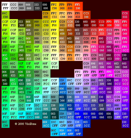 Hex Color Codes, click to see printed versions